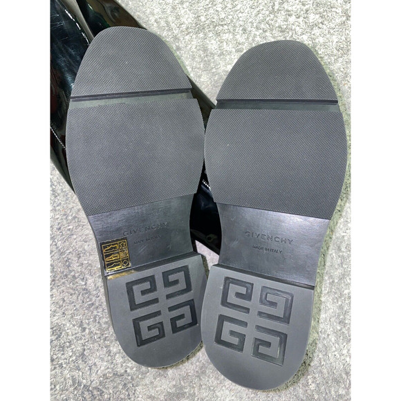 Givenchy Squared Black Patent Leather Thigh High OTK Over The Knee Flat Boots 41 - Picture 12 of 12